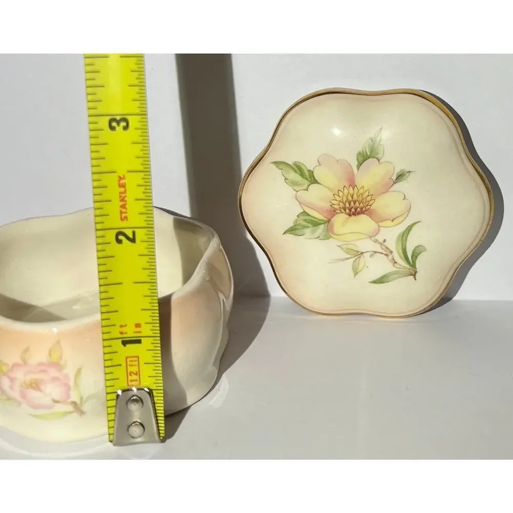 Vintage Retro Porcelain Flower Trinket Box PALISSY Royal Worcester w lid England